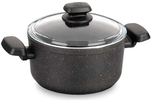 Kochtopf Edelstahl Korkmaz Ornella 20 Cm Antihaftbeschichtung Induktion Schwarz