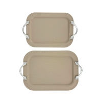 Serviertablett 2er Set Oval Edelstahl