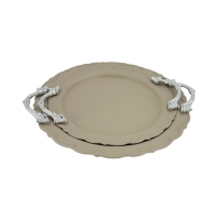 Serviertablett Set Rund Metall mit Griffen Vintage Design...