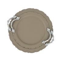 Serviertablett Set Rund Metall mit Griffen Vintage Design Taupe