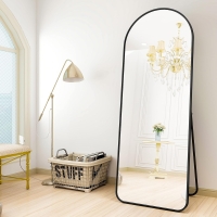 Design Ganzkörperspiegel Schwarz 50x160 cm Bogenförmig Standspiegel Wandspiegel Modern Akkaya