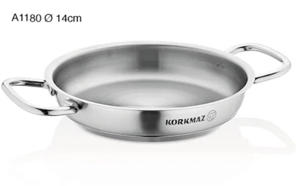 Bratpfanne Edelstahl Korkmaz Pro Line 14 Cm Induktion Matt Edelstahl
