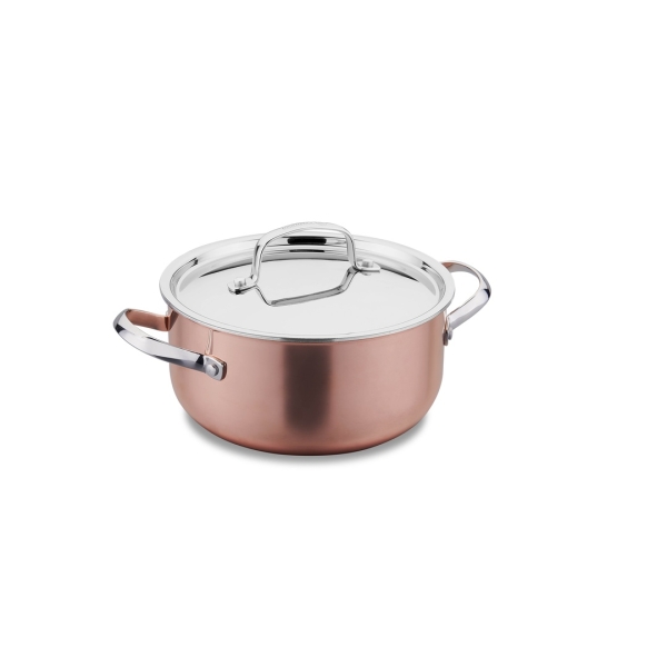 Kochtopf Edelstahl Korkmaz Divani 24 Cm Kupfer Farben